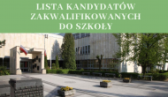 Lista kandydatów zakwalifikowanych do przyjęcia